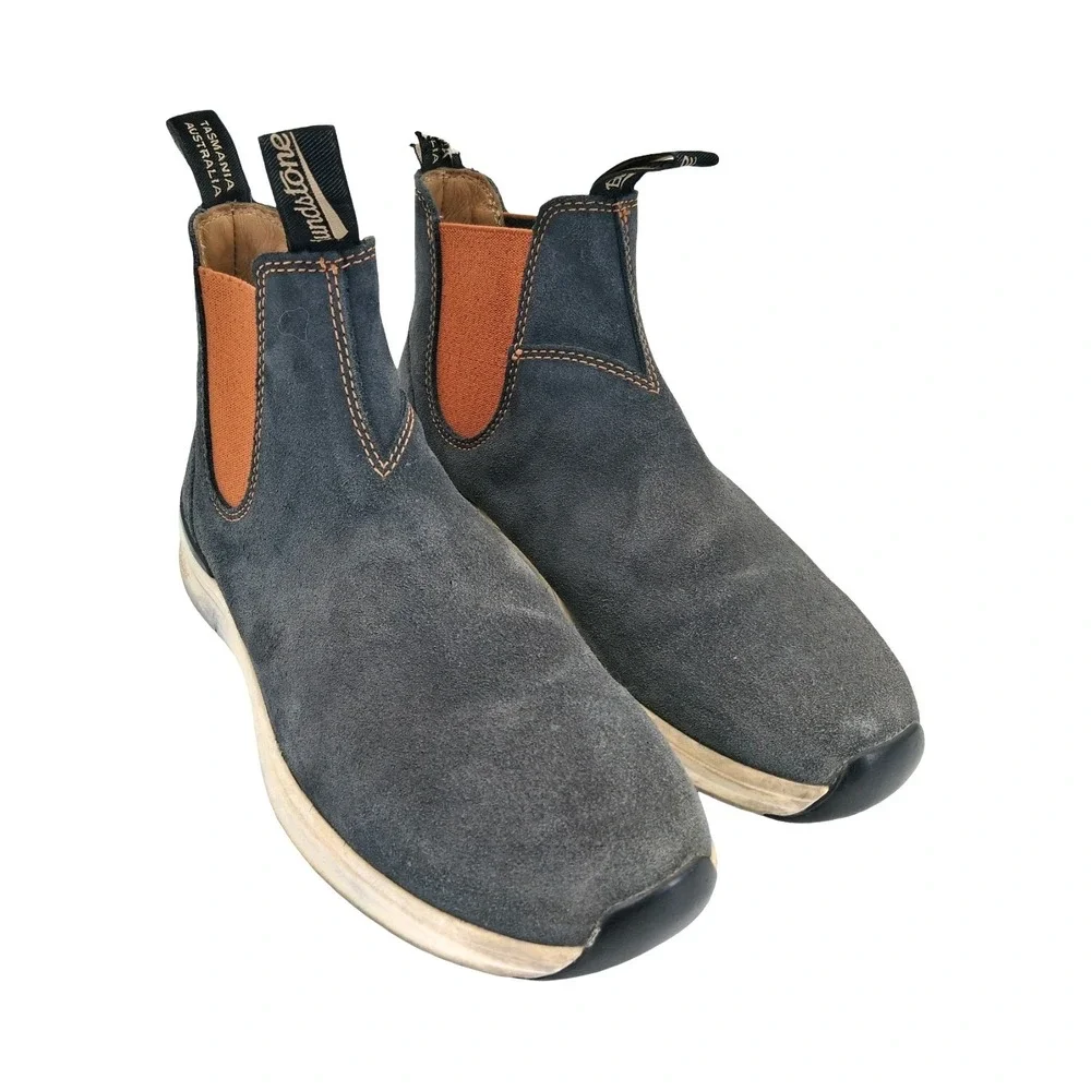 Blundstone Boots Mens Size 8 Blue Gray Suede Chelsea Pull On Ankle Casual Boots